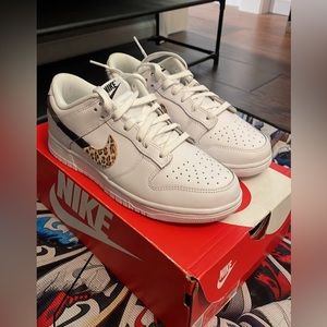 Nike W Dunk Low SE Primal White Animal Swoosh Leopard